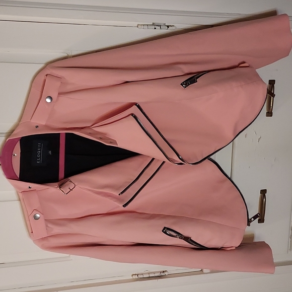 Eloquii Jackets & Blazers - Eloquii Double Flap Moto Jacket in Peach